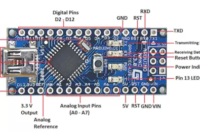 Sơ đồ và Sơ đồ chân của mạch Arduino Nano